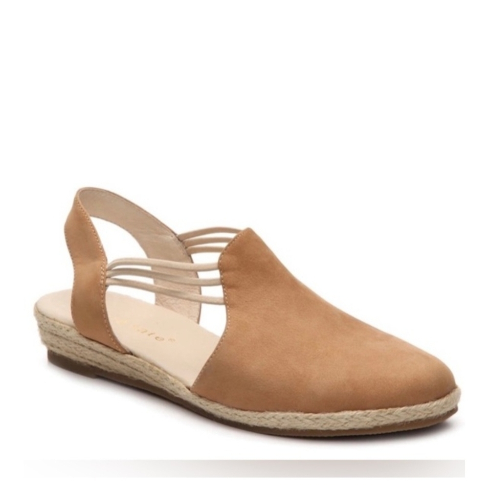 David Tate "NELLY" Tan Leather Espadrille Slingback Wedge Sandals Shoes Sz.6